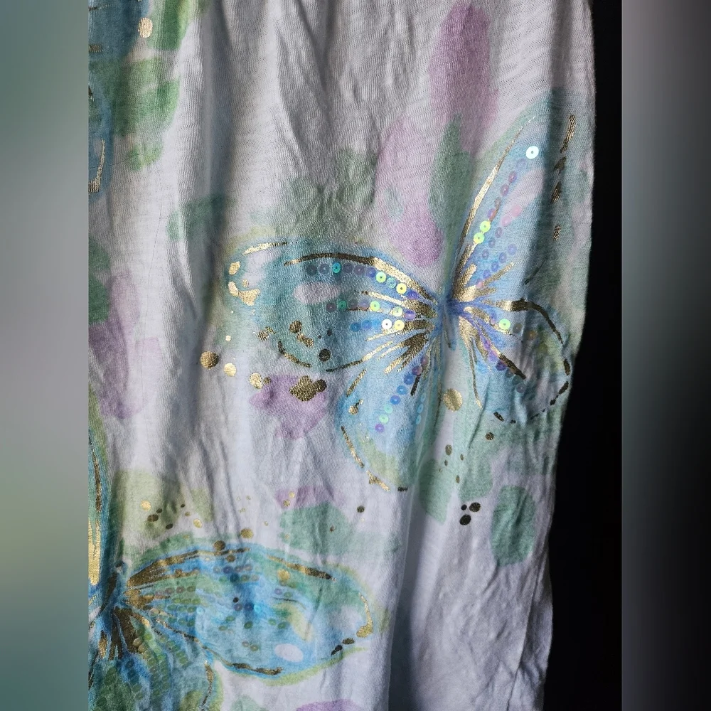 Justice Blue and White Butterfly Tank Top